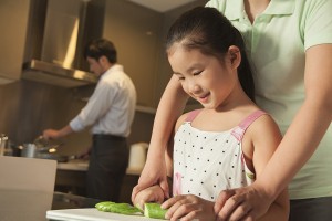 Family preparing dinner