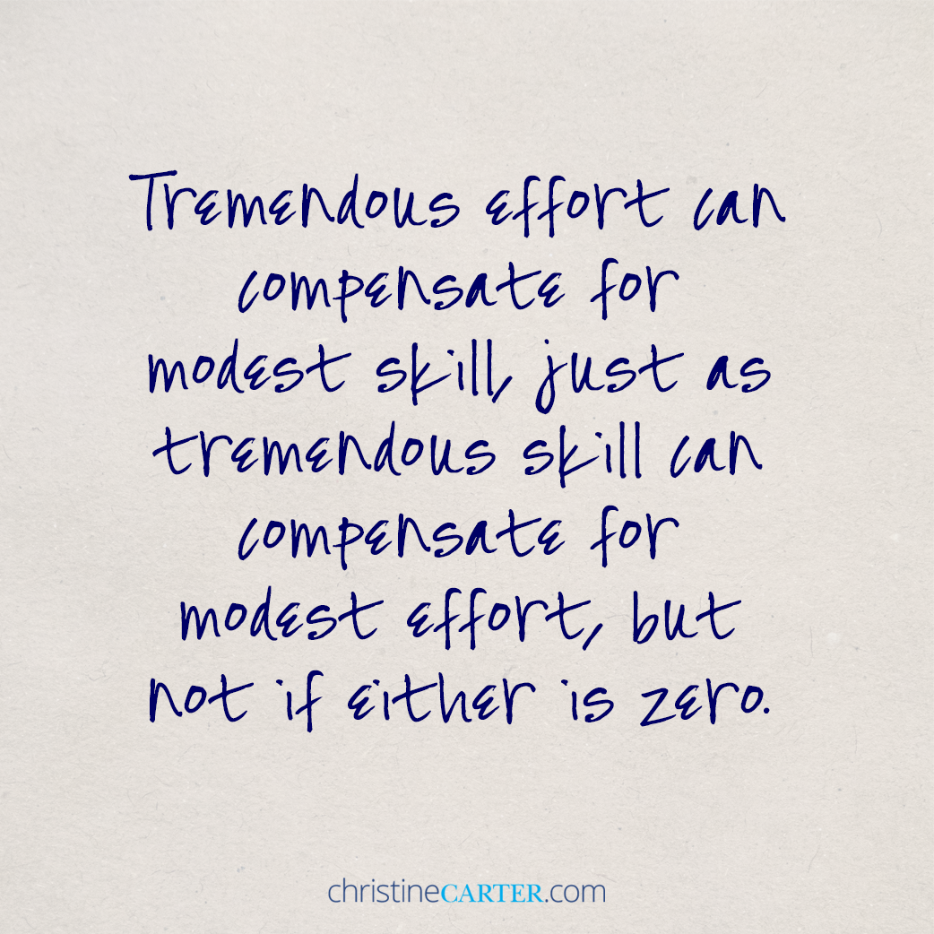 Tremendous effort can compensate for modest skill, just as tremendous skill can compensate for modest effort, but not if either is zero.